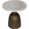 Noir Samuel Side Table, Aged Brass - Industrial Steel & White Marble, 18"