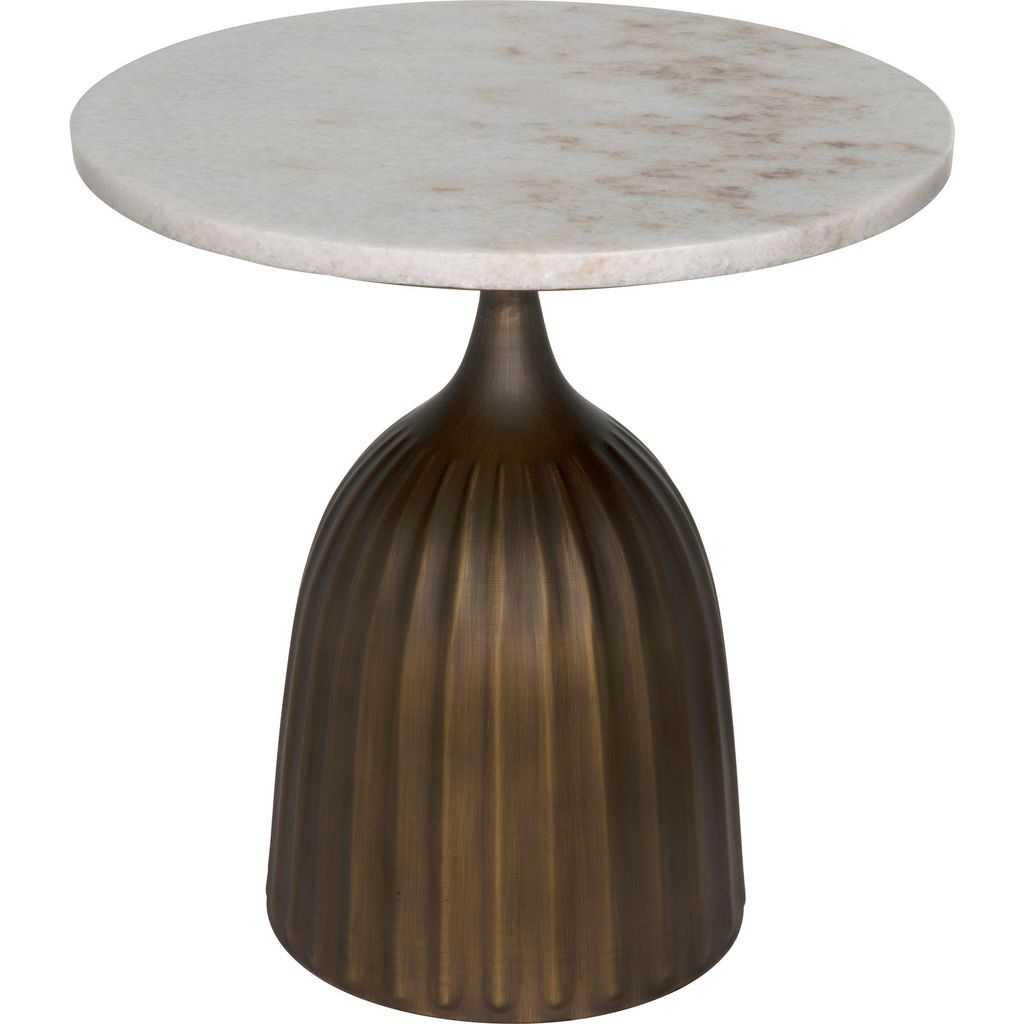 Primary vendor image of Noir Samuel Side Table, Aged Brass - Industrial Steel & White Marble, 18"