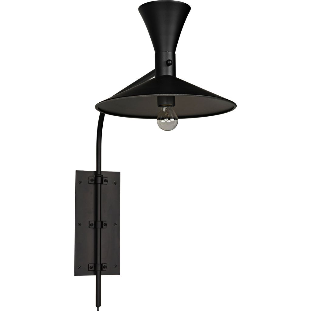 Noir Enzo Sconce, Black Steel