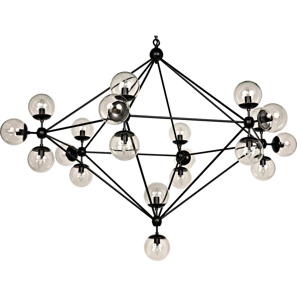 Noir Pluto Chandelier, Large, Black Steel