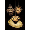 Noir Domo Chandelier, Steel & Metal Beads w/ Brass Finish