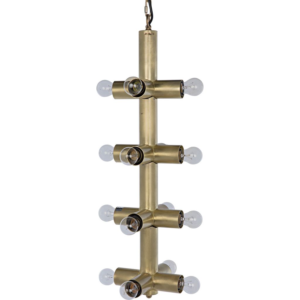 Noir Axe Chandelier, Metal w/ Brass Finish