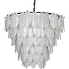 Noir Lotus Chandelier, Extra Large - Industrial Steel & Milk Glass