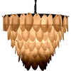 Noir Lotus Chandelier, Extra Large - Industrial Steel & Milk Glass