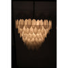 Noir Lotus Chandelier, Extra Large - Industrial Steel & Milk Glass