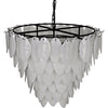 Noir Lotus Chandelier, Extra Large - Industrial Steel & Milk Glass