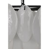Noir Lotus Chandelier, Extra Large - Industrial Steel & Milk Glass