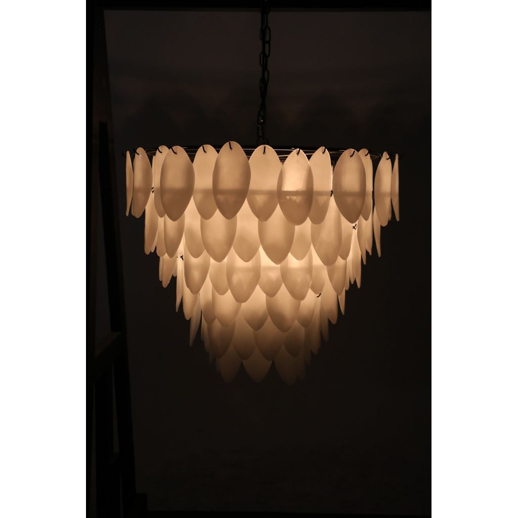 Primary vendor image of Noir Lotus Chandelier, Extra Large - Industrial Steel & Milk Glass