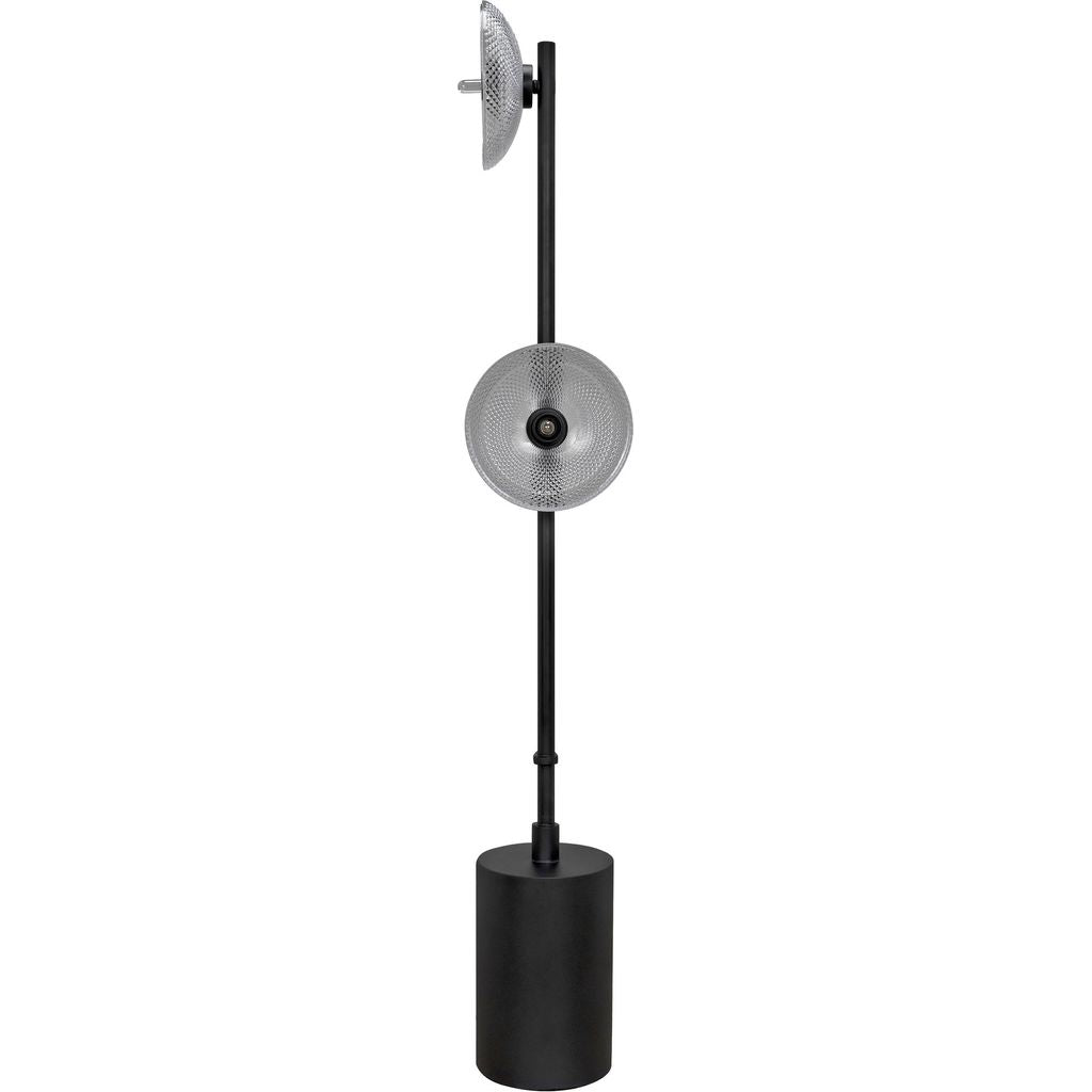 Noir Natilus Floor Lamp - Industrial Steel & Handblown Glass