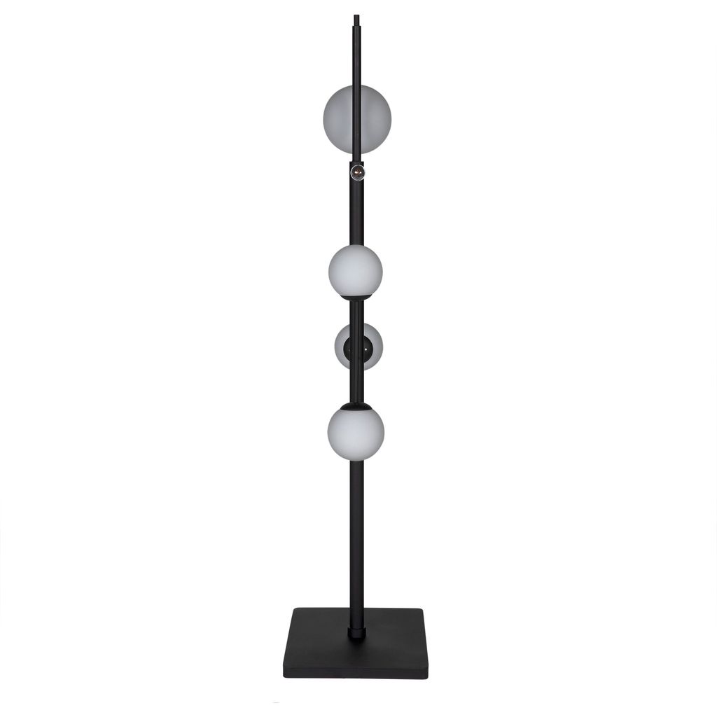 Noir Dasha Floor Lamp - Industrial Steel & Frosted Globe