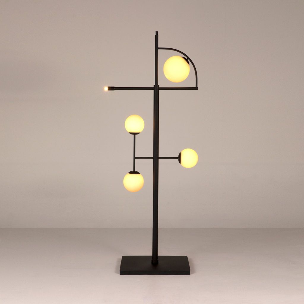 Primary vendor image of Noir Dasha Floor Lamp - Industrial Steel & Frosted Globe