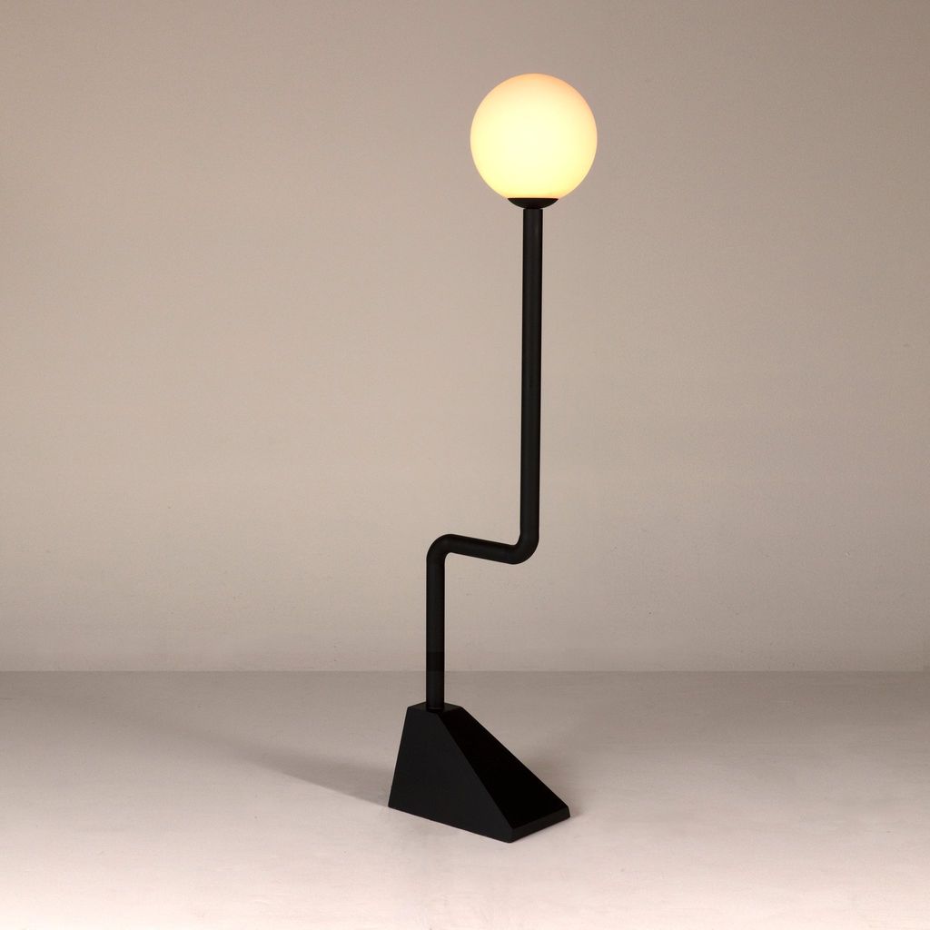 Primary vendor image of Noir Dallas Floor Lamp - Industrial Steel & Frosted Globe