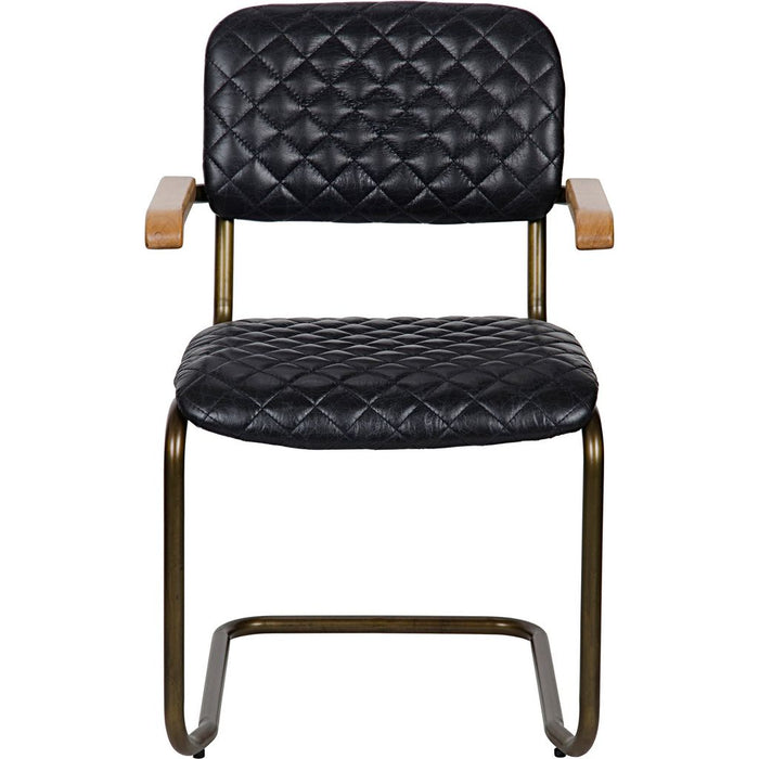 Noir 0045 Dining Arm Chair, Vintage Black Leather, 22" W
