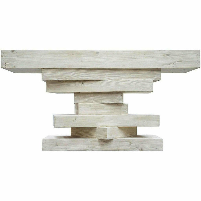 CFC Holt Stacked Reclaimed Lumber Console Table, Gray Wash-Console Tables-CFC-Heaven's Gate Home, LLC