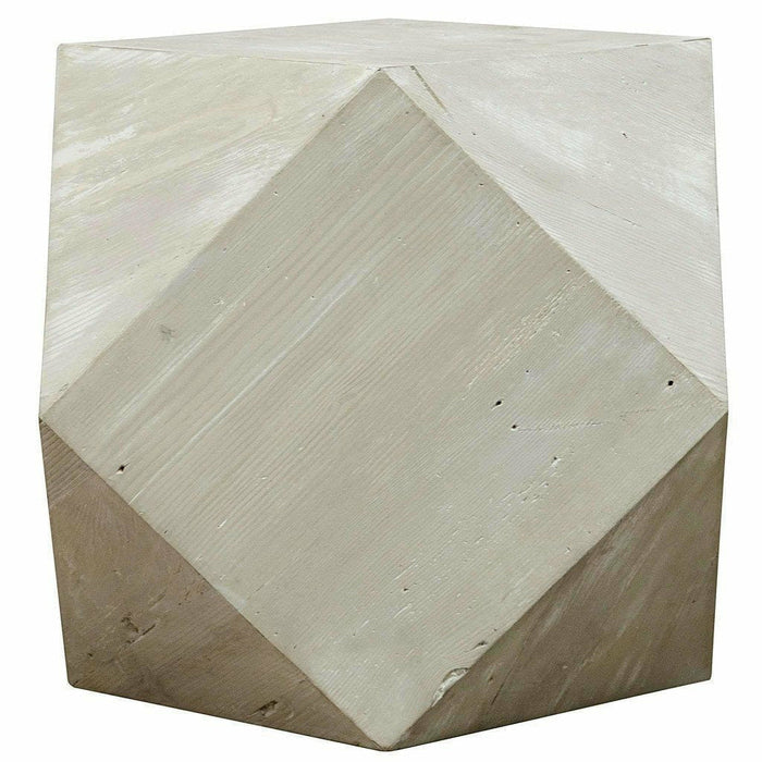 CFC Icosahedron Reclaimed Lumber Side Table, Gray Wash-Side Tables-CFC-Heaven's Gate Home, LLC