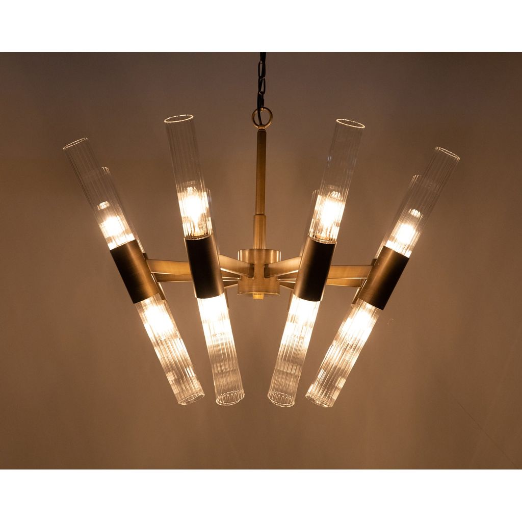 Primary vendor image of Noir Moira Chandelier, Aged Brass Finish - Industrial Steel & Glass