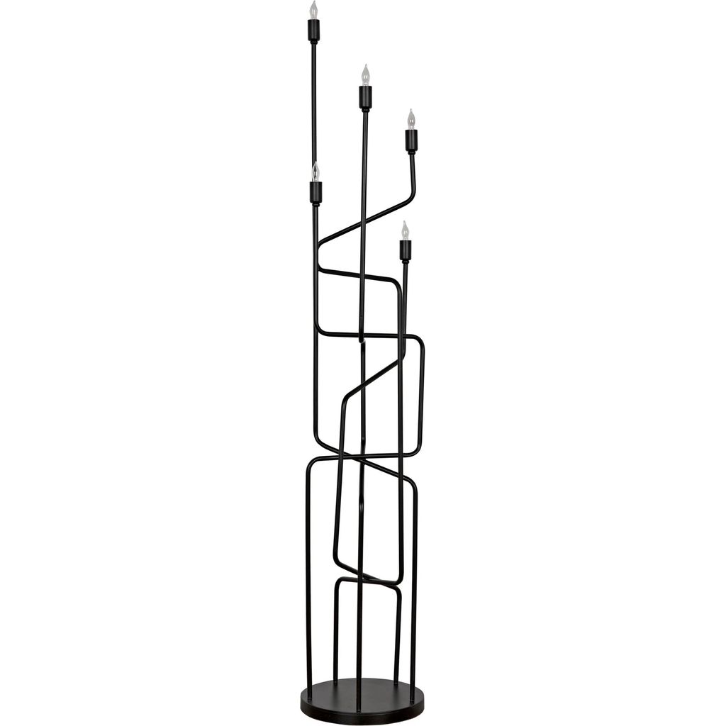 Noir Moriarty Floor Lamp, Black Metal - Industrial Steel