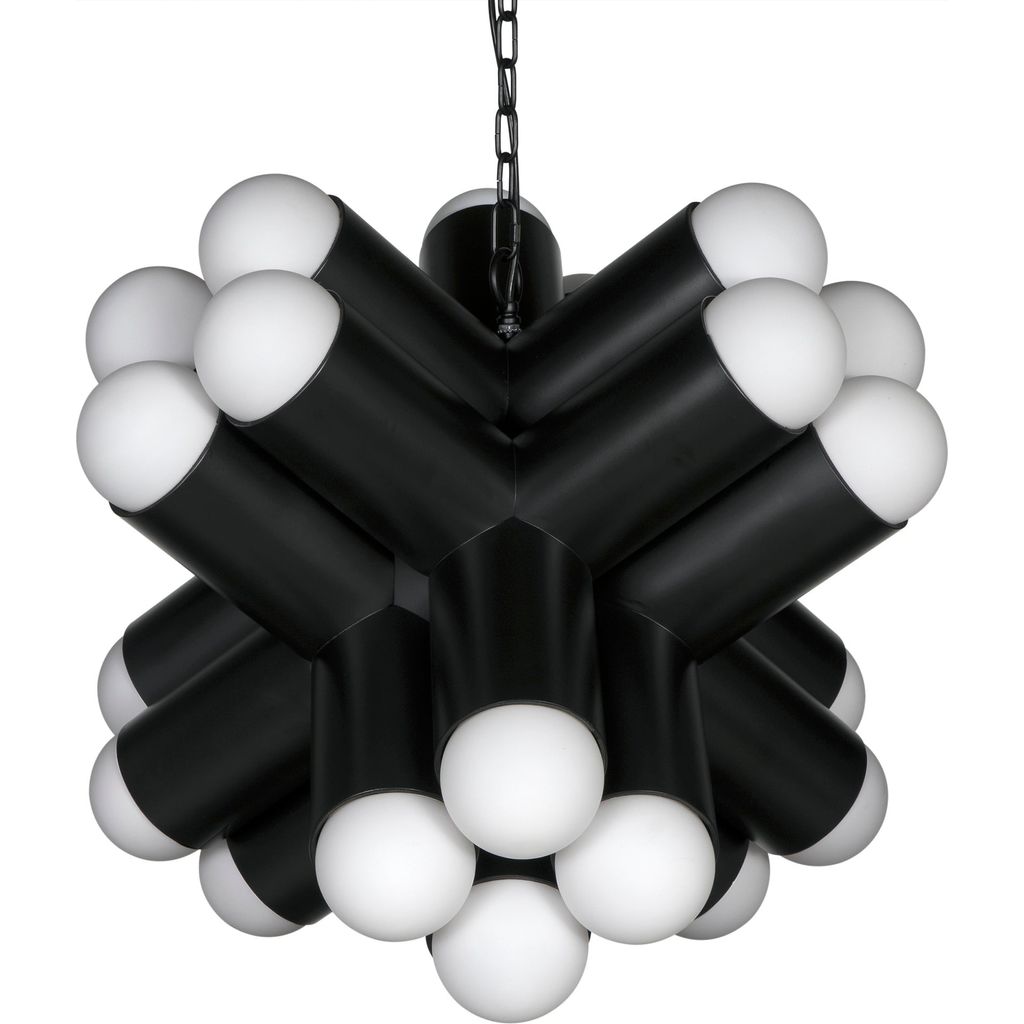 Noir Massimo Chandelier - Industrial Steel & Frosted Globe