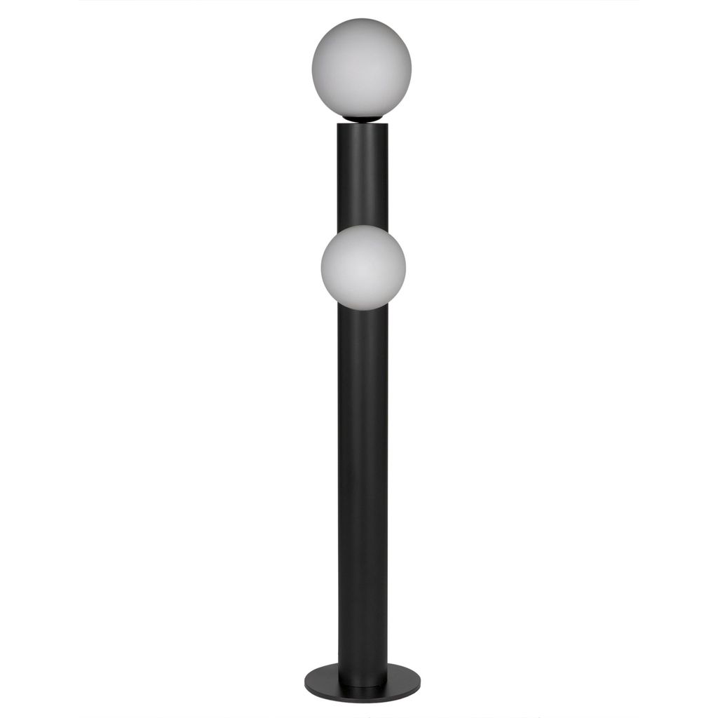 Noir Marlowe Floor Lamp - Industrial Steel & Frosted Globe