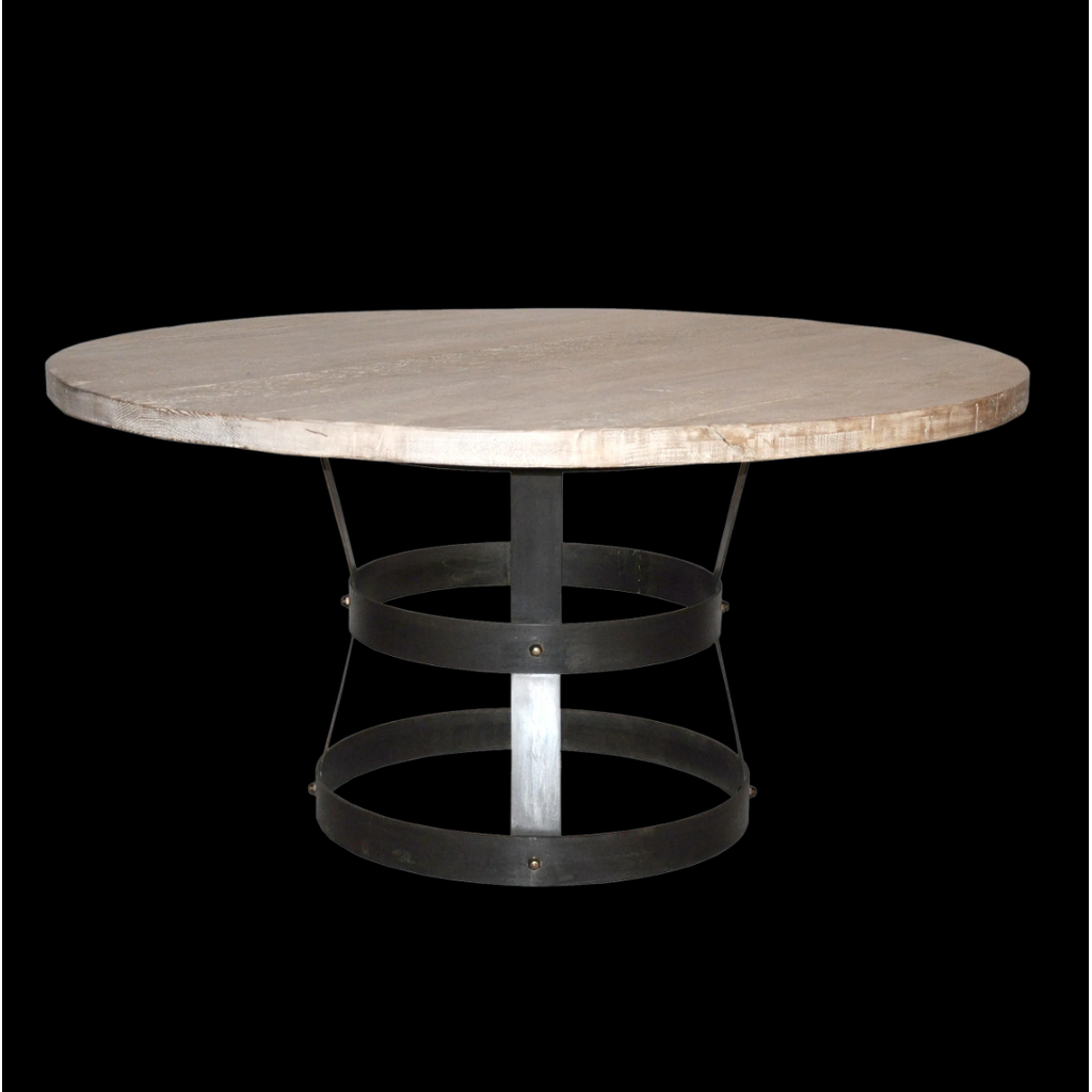 CFC Basket Reclaimed Lumber Top Round Dining Table, 72" Dia.