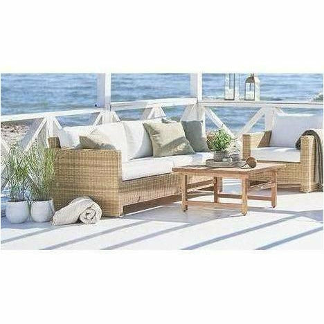Sika-Design Exterior Sixty 3-Seater Sofa w/ Cushion, Outdoor-Sofas-Sika Design-Natural-Tempotest White Canvas Seat and Back Cushion-Heaven's Gate Home, LLC