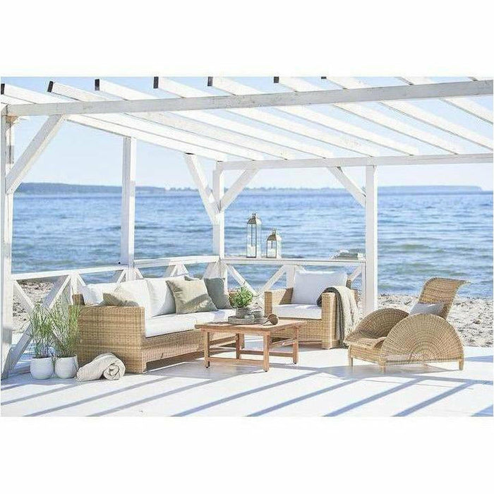 Sika-Design Exterior Sixty 3-Seater Sofa w/ Cushion, Outdoor-Sofas-Sika Design-Natural-Tempotest White Canvas Seat and Back Cushion-Heaven's Gate Home, LLC