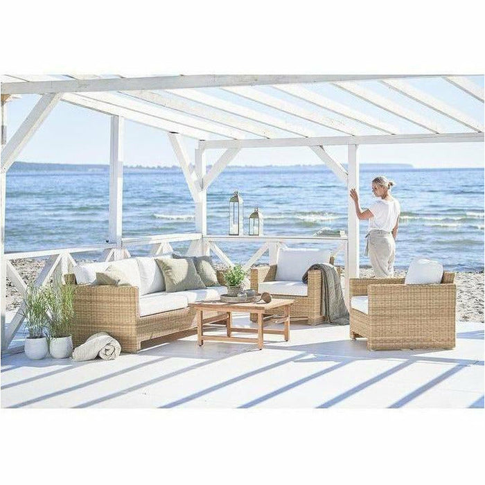 Sika-Design Exterior Sixty Lounge Chair w/ Cushion, Outdoor-Lounge Chairs-Sika Design-Natural-Tempotest White Canvas Seat and Back Cushion-Heaven's Gate Home, LLC