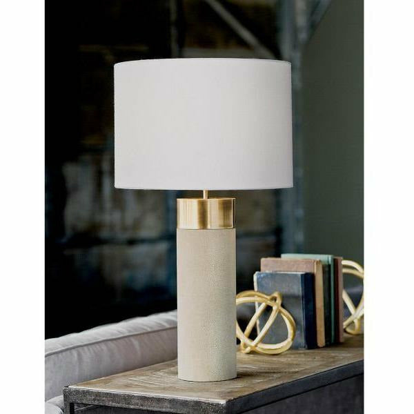 Regina Andrew Harlow Ivory Grey Shagreen Cylinder Table Lamp-Table Lamps-Regina Andrew-Heaven's Gate Home