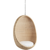 Sika-Design Icons Egg Nanny Ditzel Hanging Chair w/Cushion, Indoor, Natural-Hanging Chairs-Sika Design-Natural Chair w/Tempotest White Canvas Cushion-Heaven's Gate Home, LLC