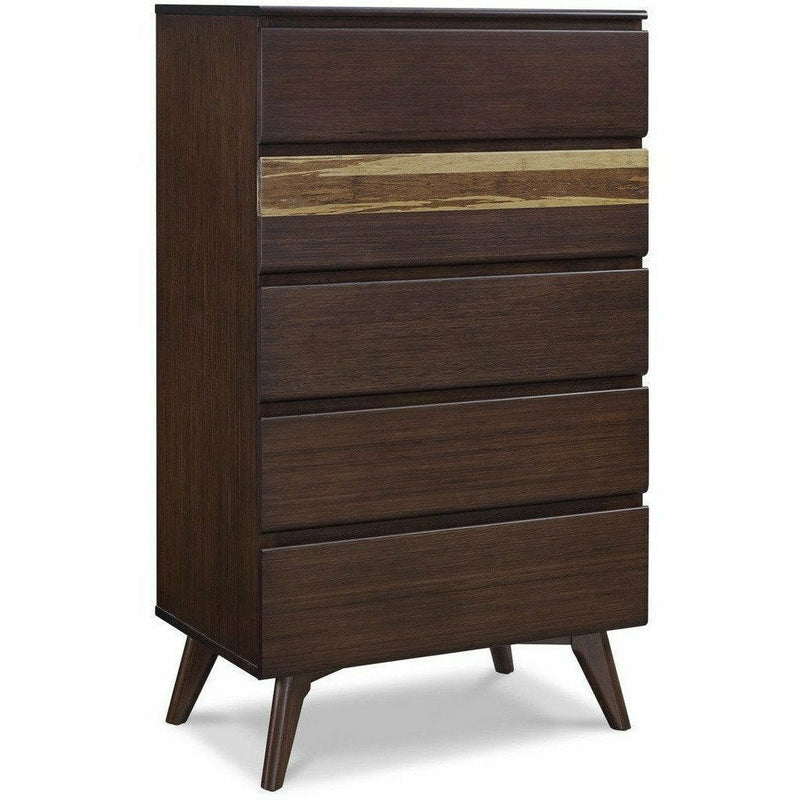 Greenington Azara Solid Bamboo Five Drawer Chest, Tiger Accent