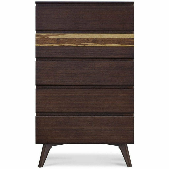 Greenington Azara Solid Bamboo Five Drawer Chest, Tiger Accent