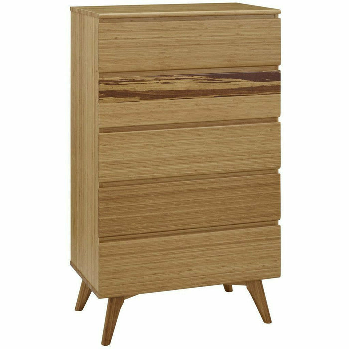 Greenington Azara Solid Bamboo Five Drawer Chest, Tiger Accent