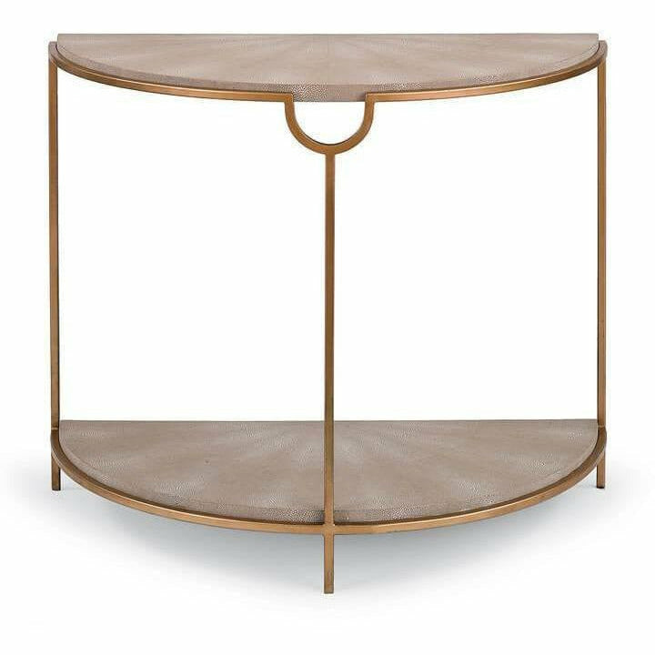 Regina Andrew Vogue Shagreen Demilune Console, Ivory Grey and Brass-Console Tables-Regina Andrew-Heaven's Gate Home