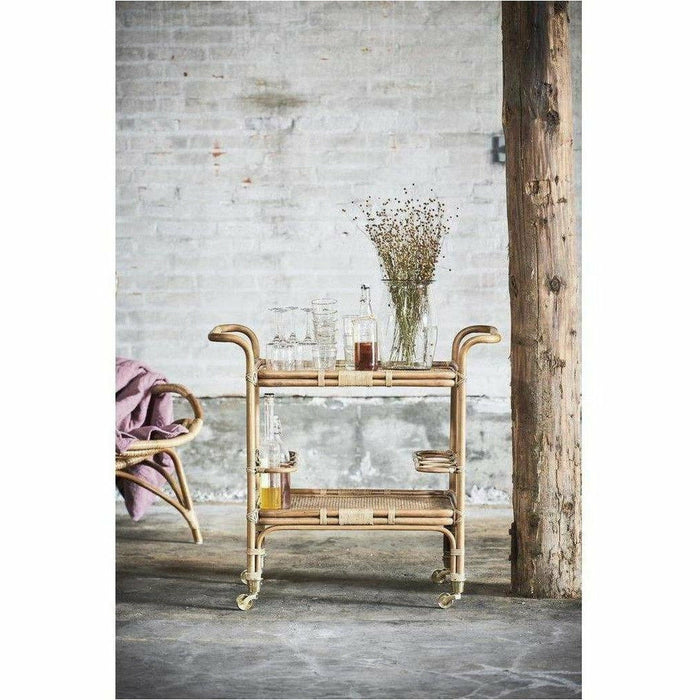 Sika-Design Originals Carlo Rattan Bar Cart, Antique, Indoor-Bar Carts-Sika Design-Antique-Heaven's Gate Home, LLC