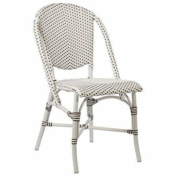 Sika-Design Alu Affaire Sofie White Aluminum Dining Side Chair, Outdoor-Dining Chairs-Sika Design-White Frame // White / Cappuccino Dots-Heaven's Gate Home, LLC