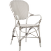 Sika-Design Alu Affaire Isabell Rattan Dining Arm Chair, Outdoor-Dining Chairs-Sika Design-White / Cappuccino Dots, White Frame-Heaven's Gate Home, LLC