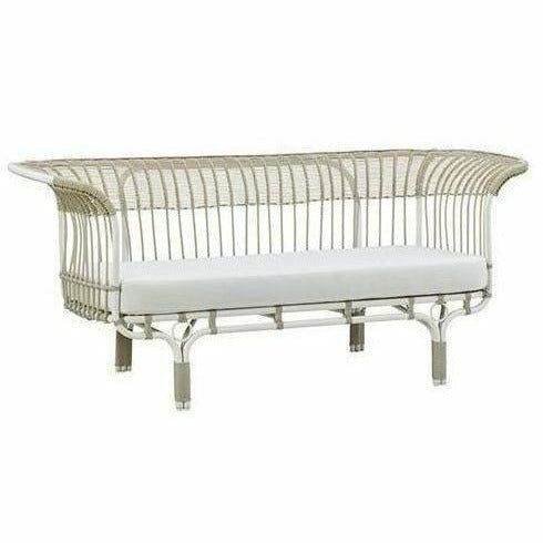 Sika-Design Exterior Belladonna Aluminum Rattan Sofa w/ Cushion, Outdoor-Sofas-Sika Design-Dove White-Tempotest White Canvas-Heaven's Gate Home, LLC