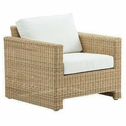 Sika-Design Exterior Sixty Lounge Chair w/ Cushion, Outdoor-Lounge Chairs-Sika Design-Natural-Tempotest White Canvas Seat and Back Cushion-Heaven's Gate Home, LLC
