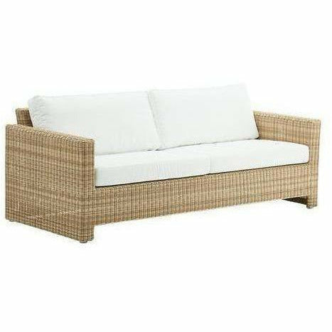 Sika-Design Exterior Sixty 3-Seater Sofa w/ Cushion, Outdoor-Sofas-Sika Design-Natural-Tempotest White Canvas Seat and Back Cushion-Heaven's Gate Home, LLC