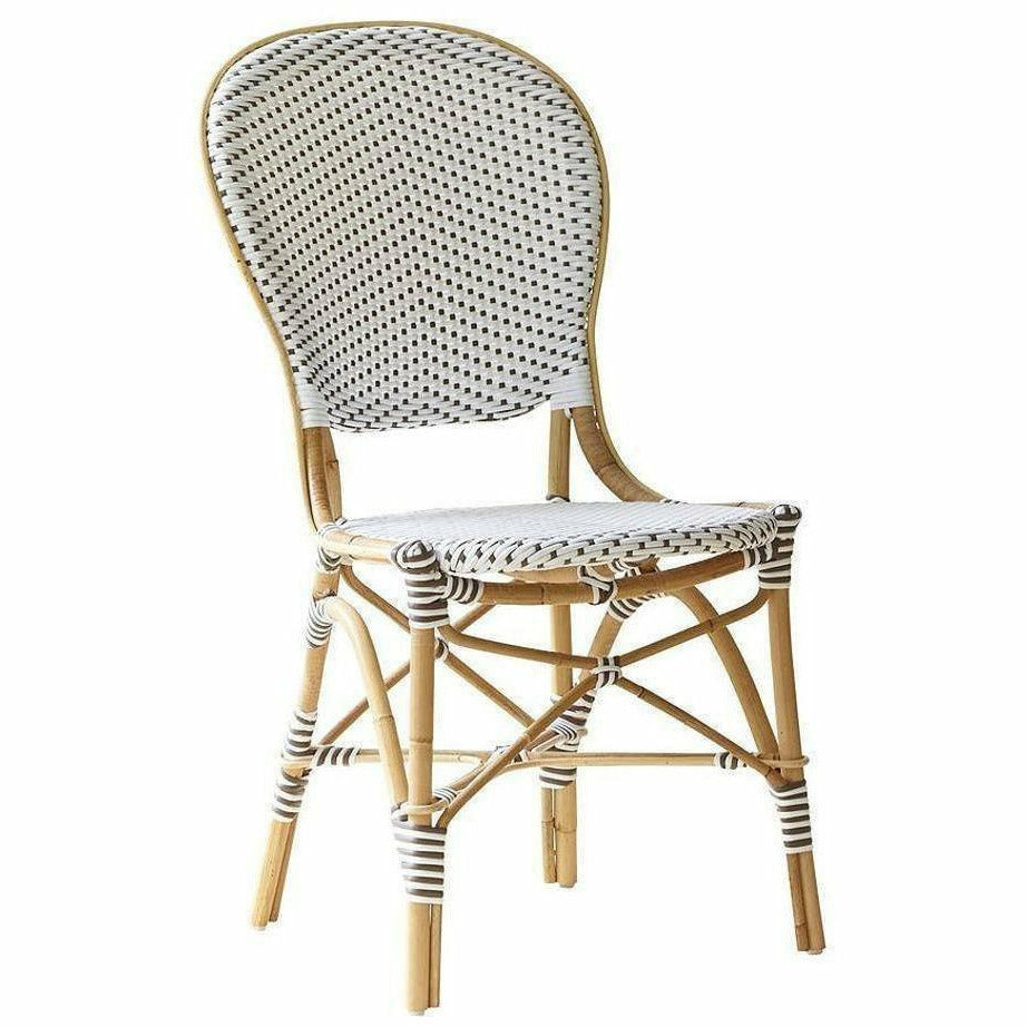Sika-Design Affaire Isabell Rattan Bistro Side Chair, Stackable, Indoor/Covered Outdoor-Dining Chairs-Sika Design-White / Cappuccino Dots-Heaven's Gate Home, LLC