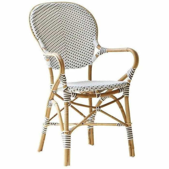 Sika-Design Affaire Isabell Bistro Stacking Arm Chair, Indoor/Covered Outdoor-Dining Chairs-Sika Design-White / Cappuccino Dots-Heaven's Gate Home, LLC