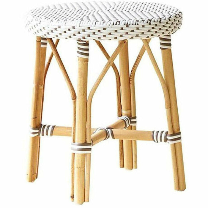 Sika-Design Affaire Simon Rattan Dining Stool, Stackable, Indoor/Covered Outdoor-Stools-Sika Design-White / Cappuccino Dots-Heaven's Gate Home, LLC