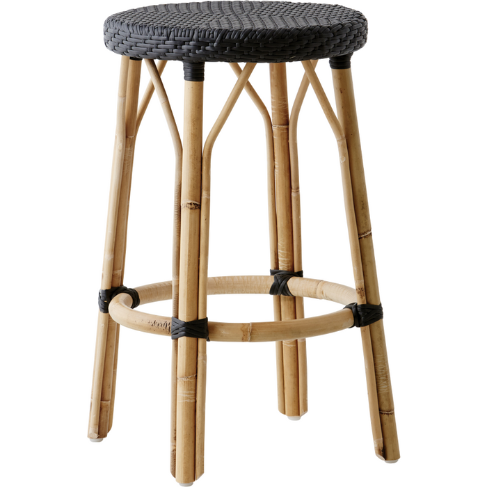 Sika-Design Affaire Simone Rattan Counter Stool, Stackable, Indoor/Covered Outdoor-Counter Stools-Sika Design-Black / Black-Heaven's Gate Home, LLC