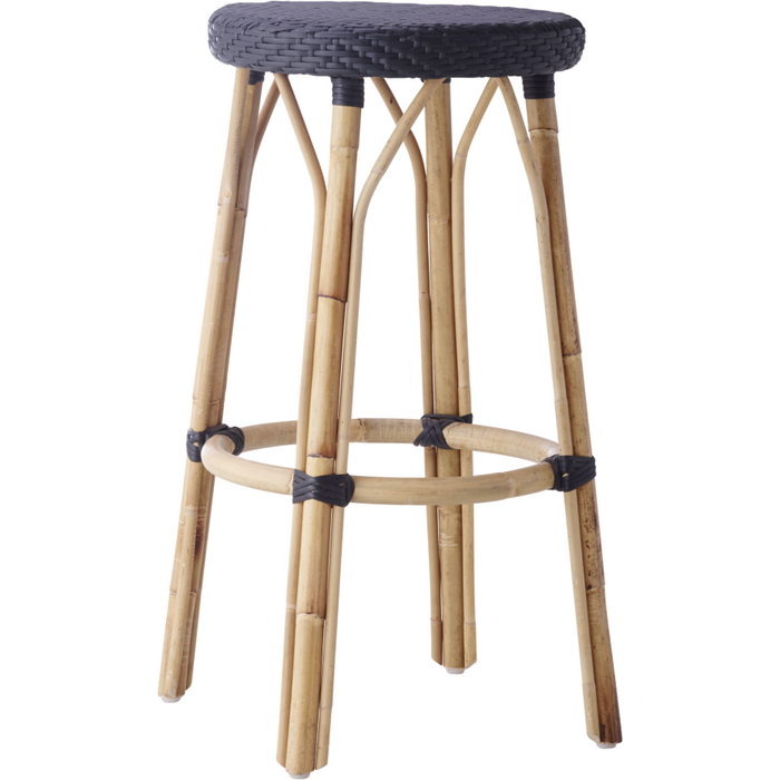 Sika-Design Affaire Simone Rattan Bar Stool, Stackable, Indoor/Covered Outdoor-Bar Stools-Sika Design-Black / Black-Heaven's Gate Home, LLC