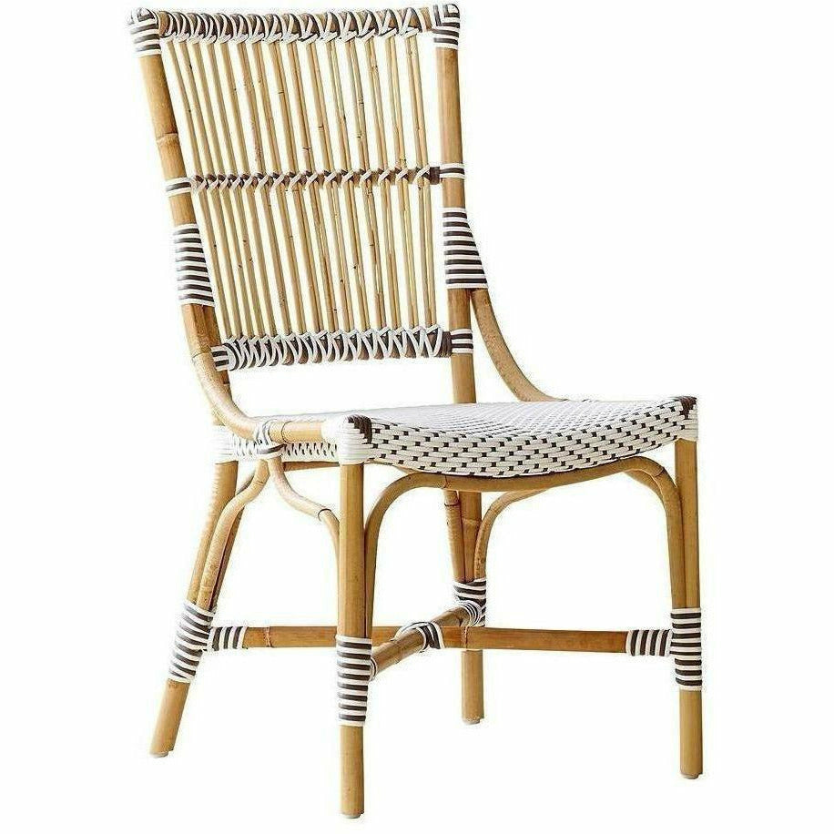 Sika-Design Affaire Monique Rattan Side Chair, Indoor/Covered Outdoor-Dining Chairs-Sika Design-White / Cappuccino Dots-Heaven's Gate Home, LLC