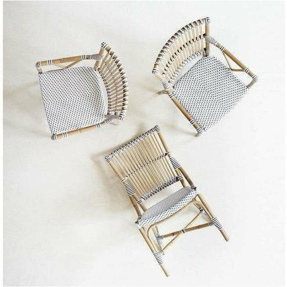 Sika-Design Affaire Monique Rattan Arm Chair, Indoor/Covered Outdoor-Dining Chairs-Sika Design-White / Cappuccino Dots-Heaven's Gate Home, LLC