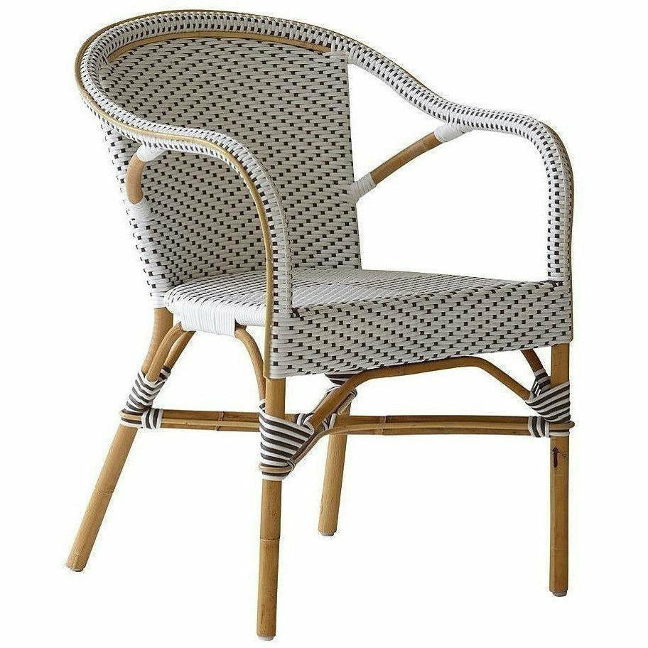 Sika-Design Affaire Madeleine Bistro Arm Chair, Stackable, Indoor/Covered Outdoor-Dining Chairs-Sika Design-White / Cappuccino Dots-Heaven's Gate Home, LLC