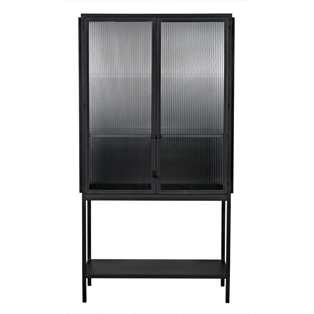 Noir Zane Cabinet - Industrial Steel & Glass, 42" W