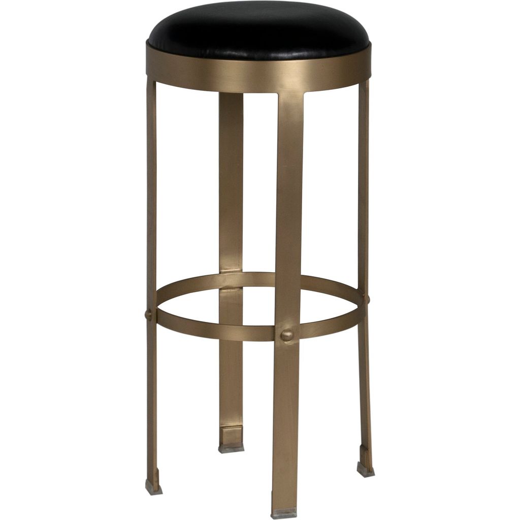 Primary vendor image of Noir Prince Stool w/ Leather, Brass Finish, 14.5" W