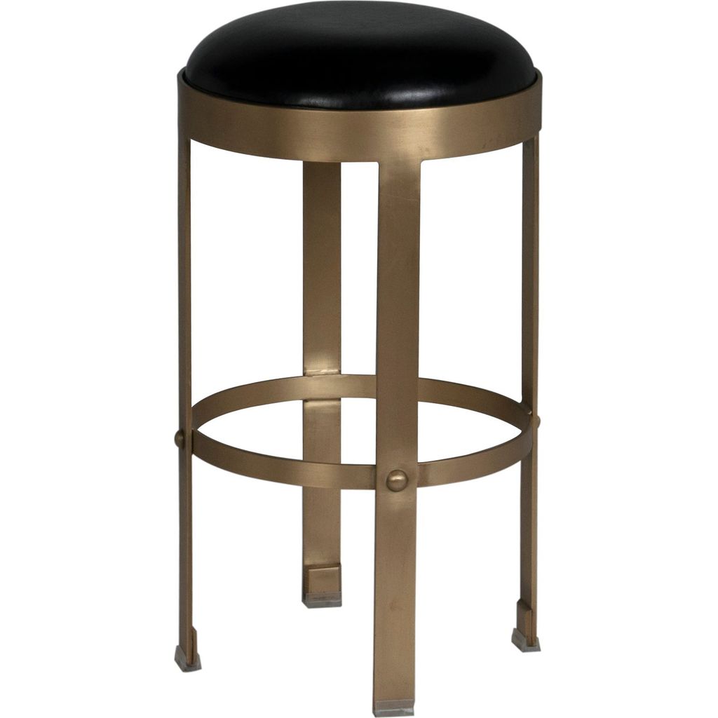Primary vendor image of Noir Prince Counter Stool w/ Leather, Brass Finish, 14.5" W